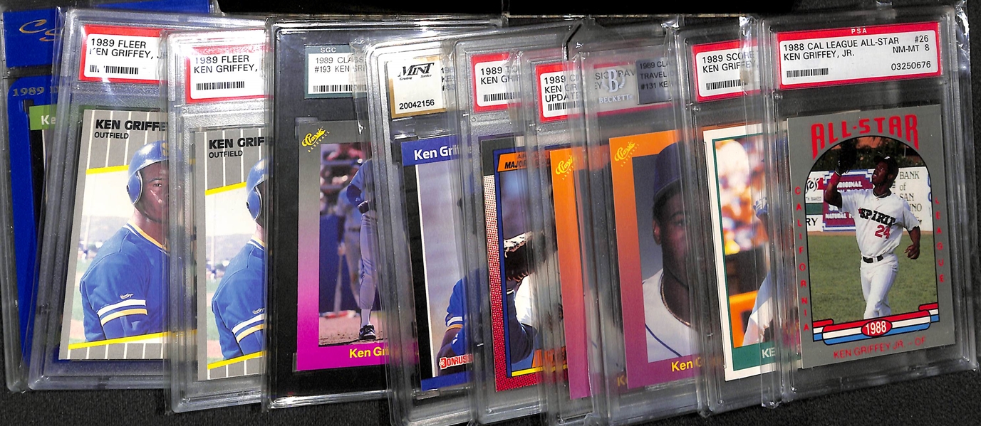 Lot of (10) Graded Ken Griffey Jr. Rookies 